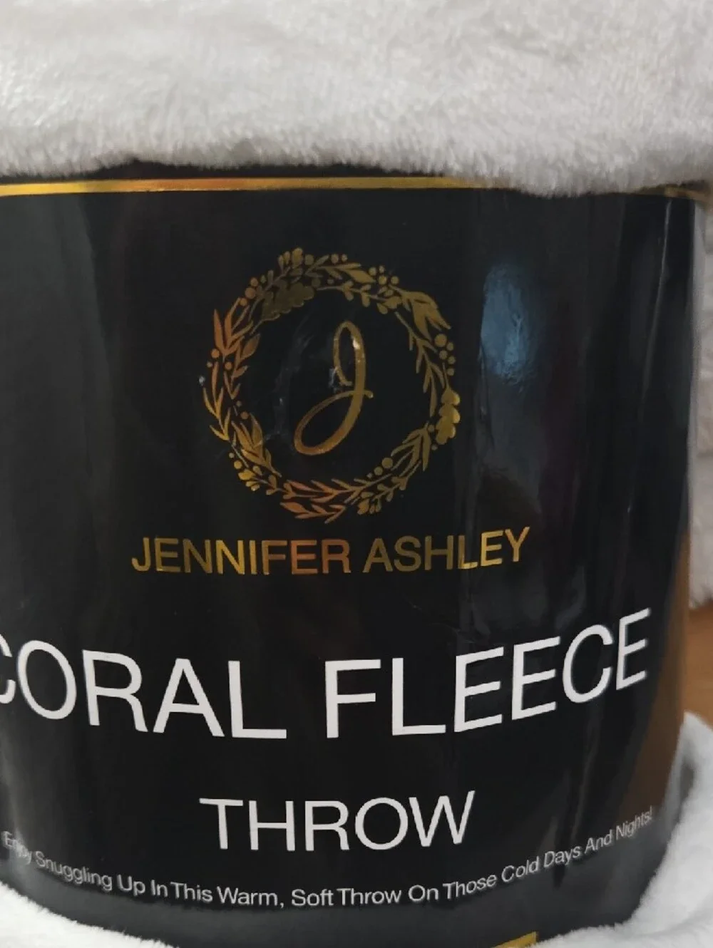 Jennifer Ashley White Coral Fleece Throw